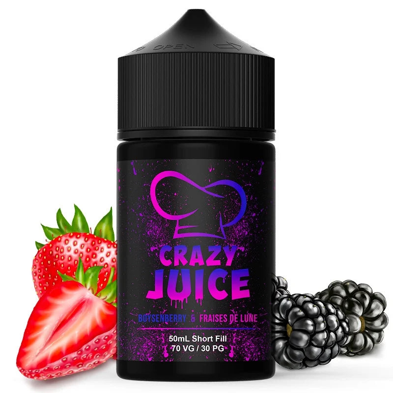 E-liquide Mukk Mukk - Crazy Juice Boysenberry et Fraises de Lune 50ml (Mûre, Fraise)