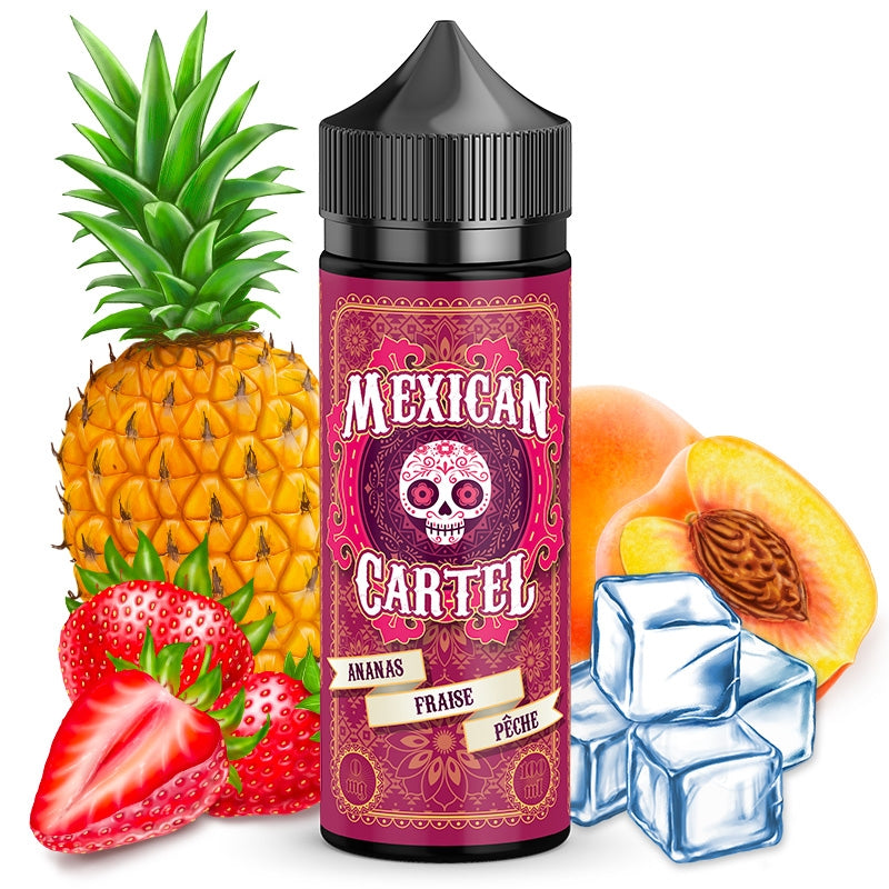 E-liquide Mexican Cartel - Ananas, fraise, pêche 100ml (Ananas, Fraise, Pêche, Frais, Ice)