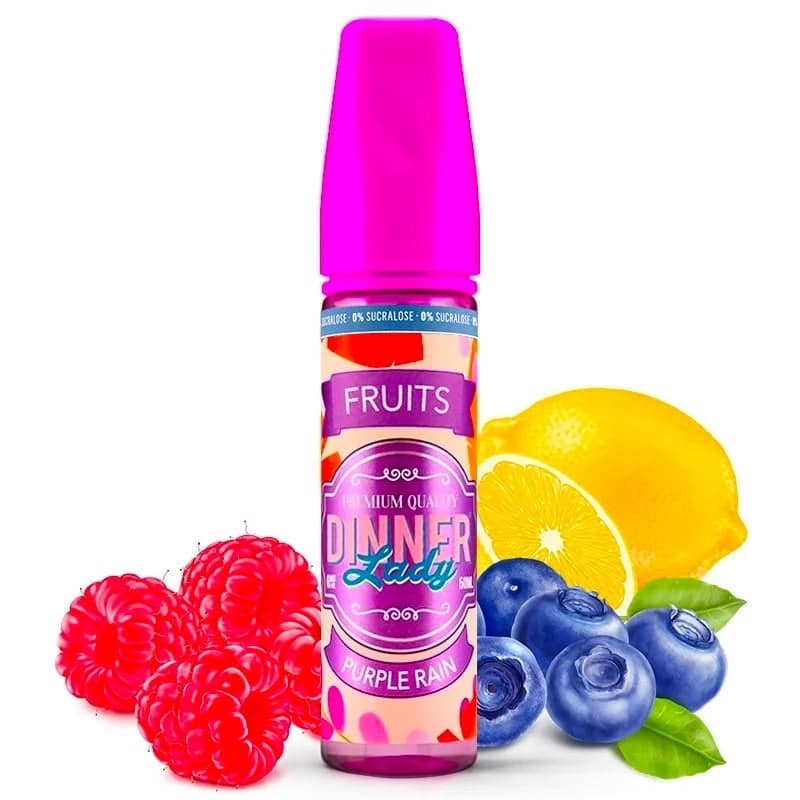 E-liquide Dinner Lady - Purple Rain 0% Sucralose 50ml (Myrtille, Framboise, Citron)
