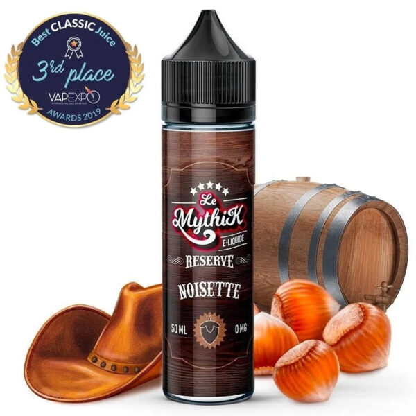 E-liquide Le Mythik - Reserve Noisette 50ml (Classic Blond, Noisette, Rhum, Vieilli en fût de chêne)