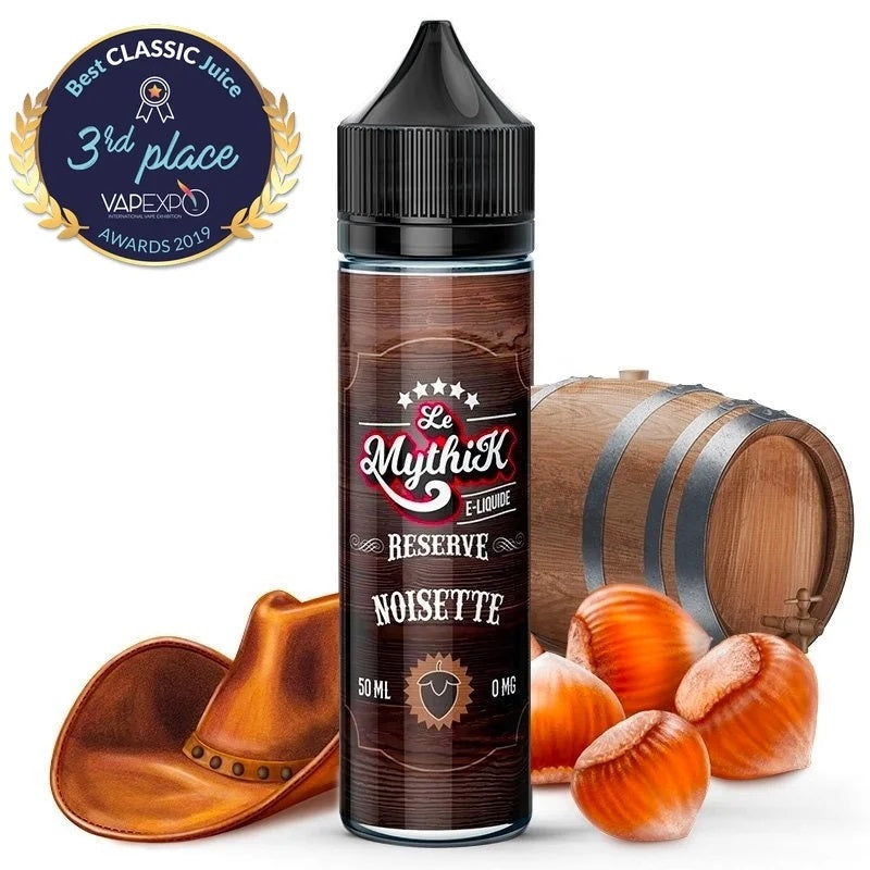 E-liquide Le Mythik - Reserve Noisette 50ml (Classic Blond, Noisette, Rhum, Vieilli en fût de chêne)