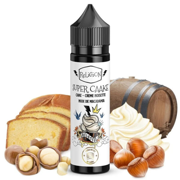 E-liquide Religion - Super Caake 50ml (Cake, Crème, Noisette, Noix de macadamia, Vieilli en fût de chêne)
