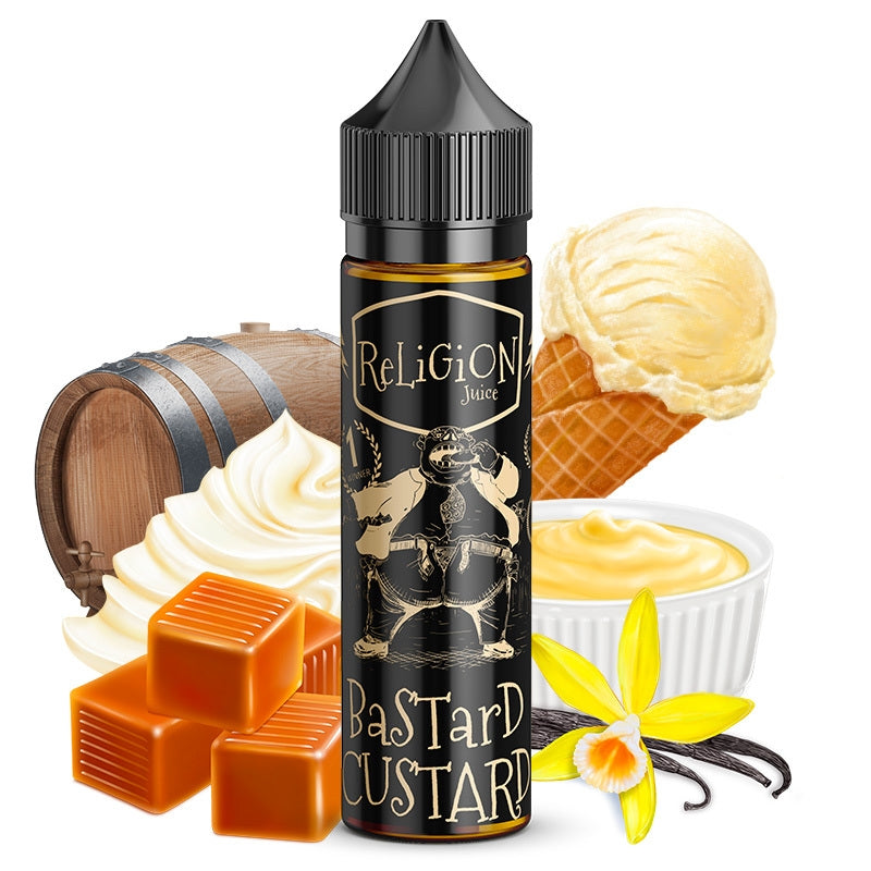 E-liquide Religion - Bastard Custard 50ml (Crème, Vanille, Caramel, Glace vanille, Chantilly, Vieilli en fût de chêne)