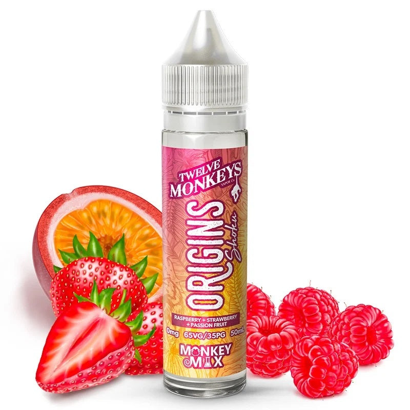 E-liquide Twelve Monkeys - Origins Shoku 50ml (Fruit de la passion, Framboise, Fraise)