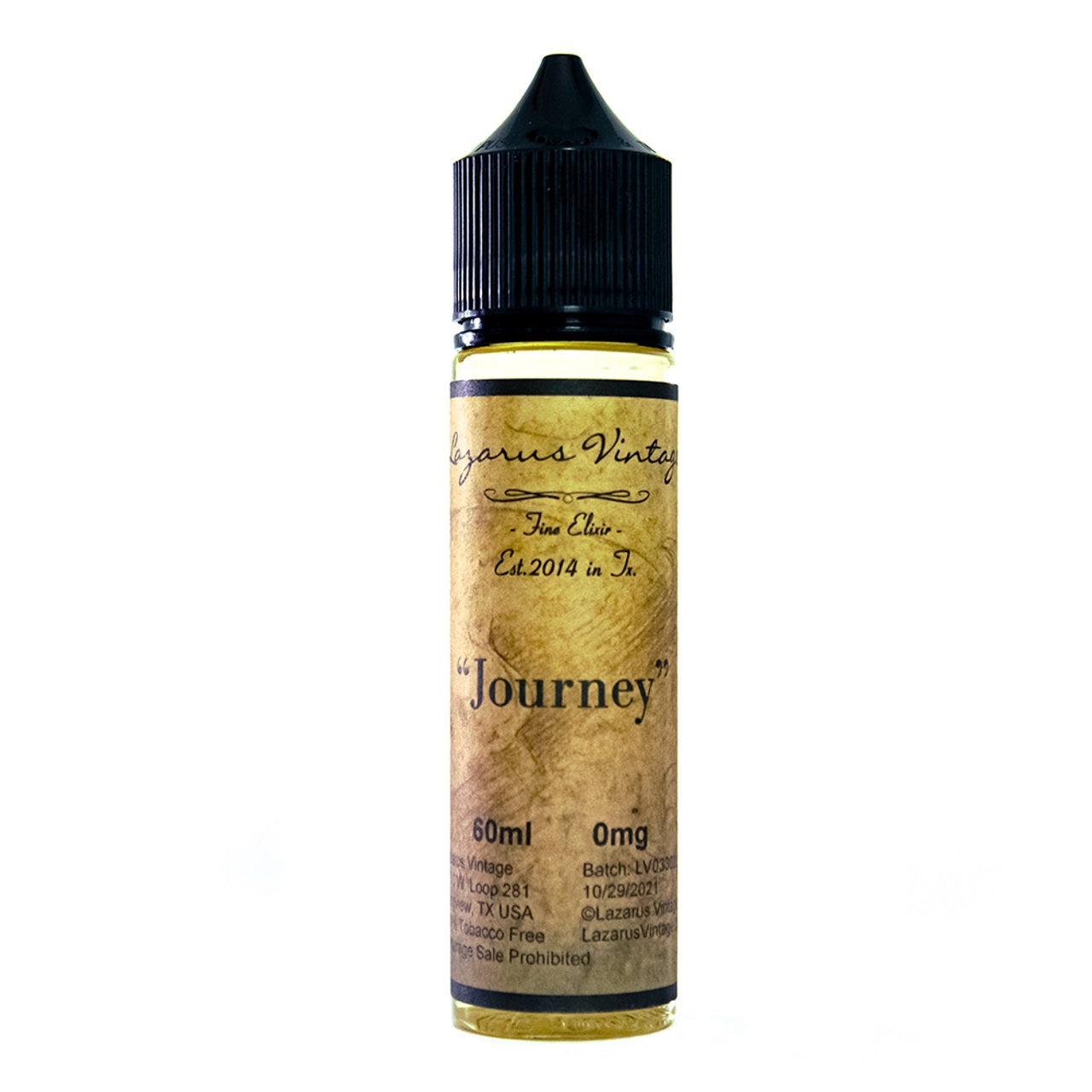 E-liquide Lazarus Vintage - Journey 50ml (Crème de lait, Cognac, Vieilli en fût de chêne)
