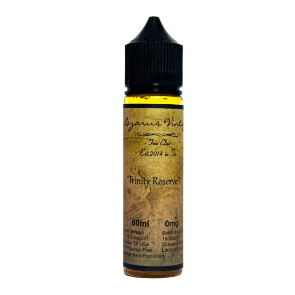 E-liquide Lazarus Vintage - Trinity Reserve 50ml (Cake au Bourbon, Mélange de fruits à coques, Vieilli en fût de chêne)