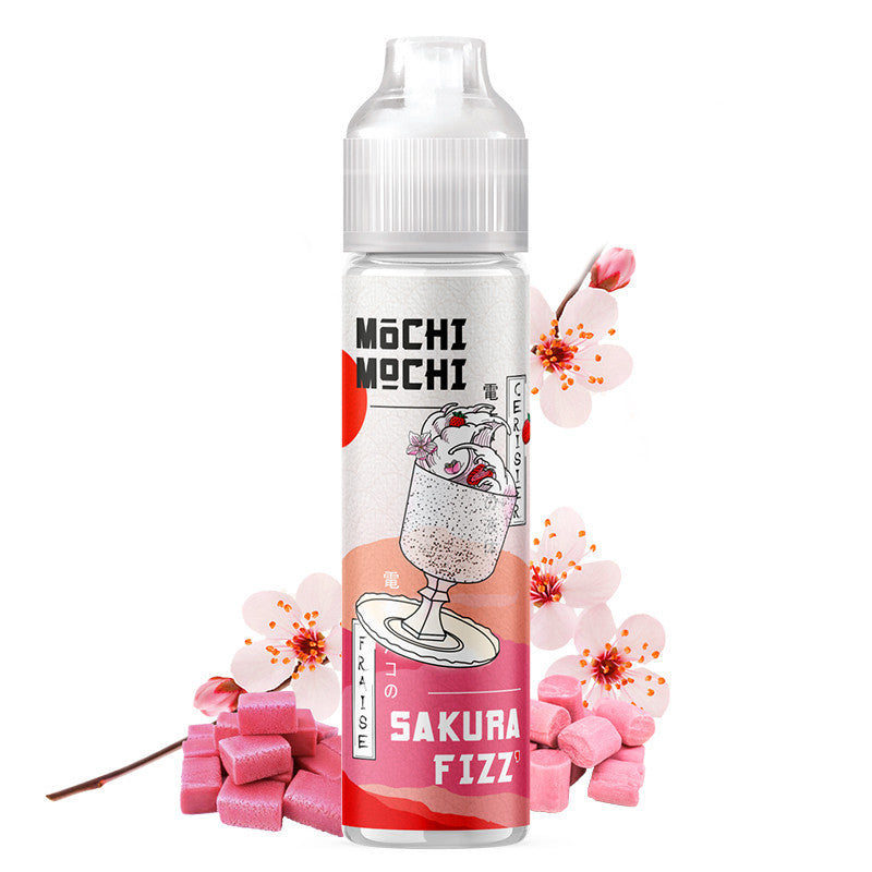 E-liquide Mochi Mochi by The Fuu - Sakura Fizz' 50ml (Bubble gum fraise, Fleur de cerisier)