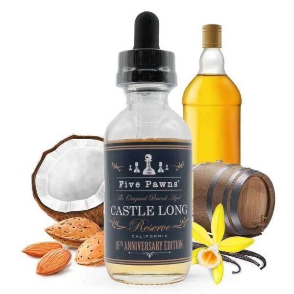 E-liquide Five Pawns - Castle Long Reserve 50ml (Bourbon, Amande, Coco, Vanille, Sucre brun, Vieilli en fût de chêne)