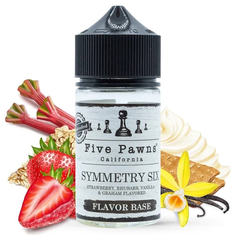E-liquide Five Pawns - Symmetry Six 50ml (Rhubarbe, Fraise, Grains d'avoine, Crumble, Crème vanille)