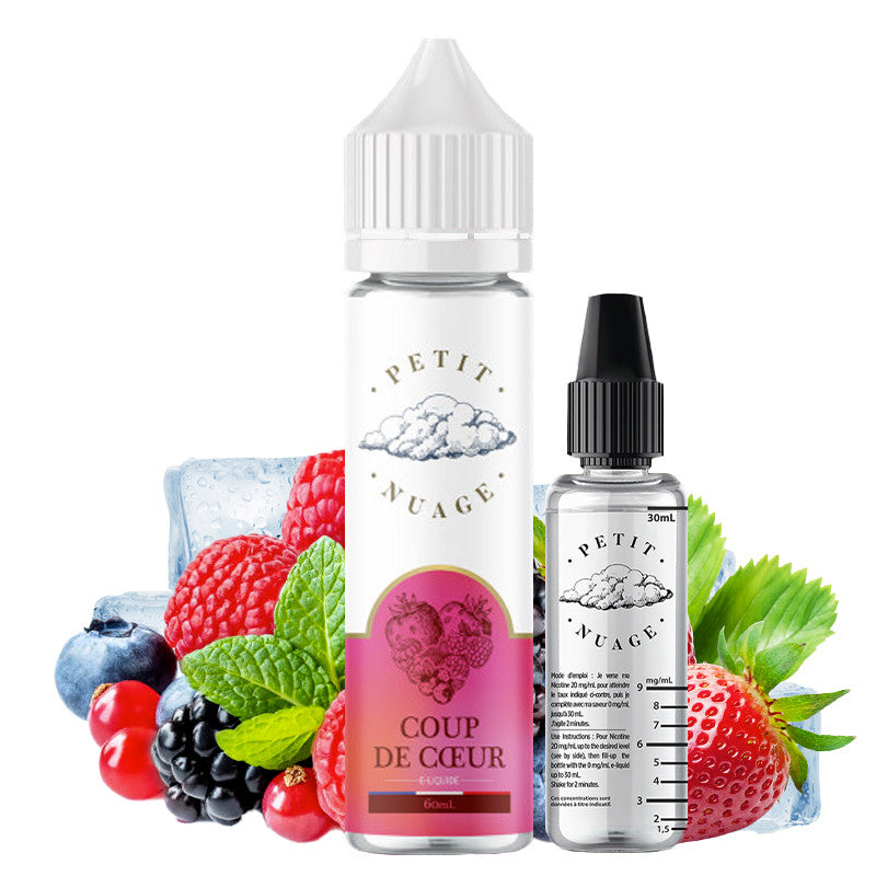 E-liquide Petit Nuage - Coup de Coeur 60ml (Fraises des bois, Framboise, Mûre, Cassis, Frais, Ice)