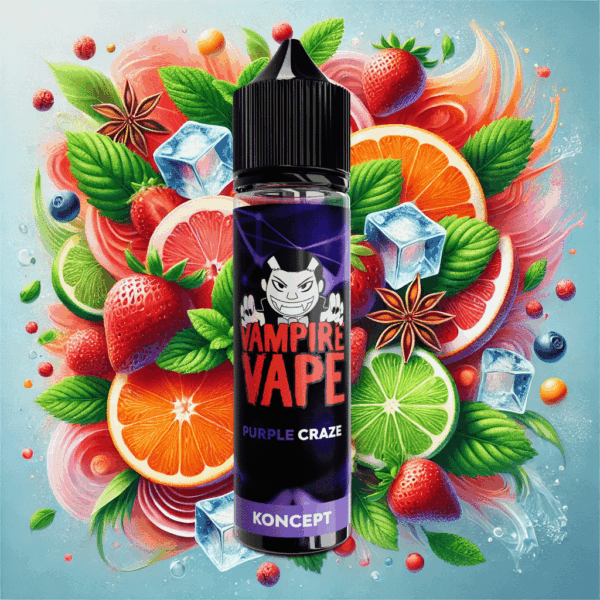 E-liquide Vampire Vape - Purple Craze shortfill 50ml (Fruits rouges, Agrumes, Fraise, Framboise, Menthe, Anis, Frais, Ice)