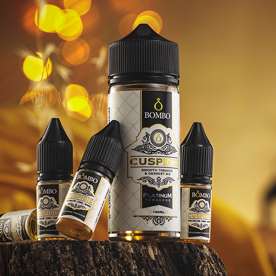 E-liquide Bombo Platinum Tobaccos - Cuspidis 100ml (Tabac blond, Moelleux au chocolat, Fruits à coques) – Image 3